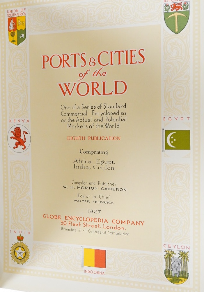Ports and Cities of the world, 1927, Globe Encyclopaedia Company, London, leather bound hardback book
